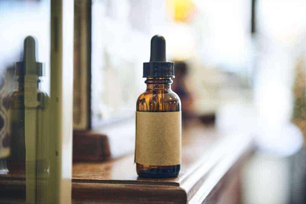 Beard oil on table