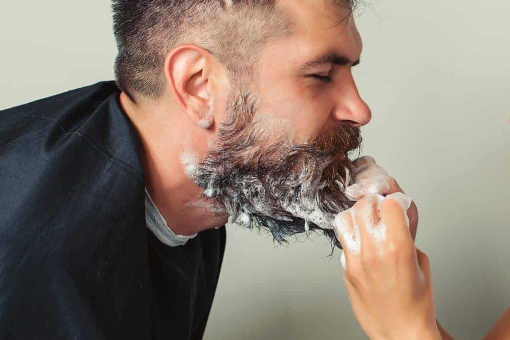 Beard is washed with beard shampoo