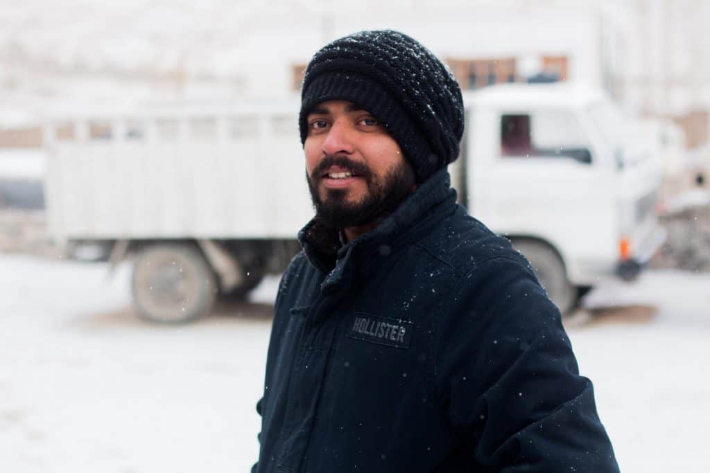 Man with beard in winter