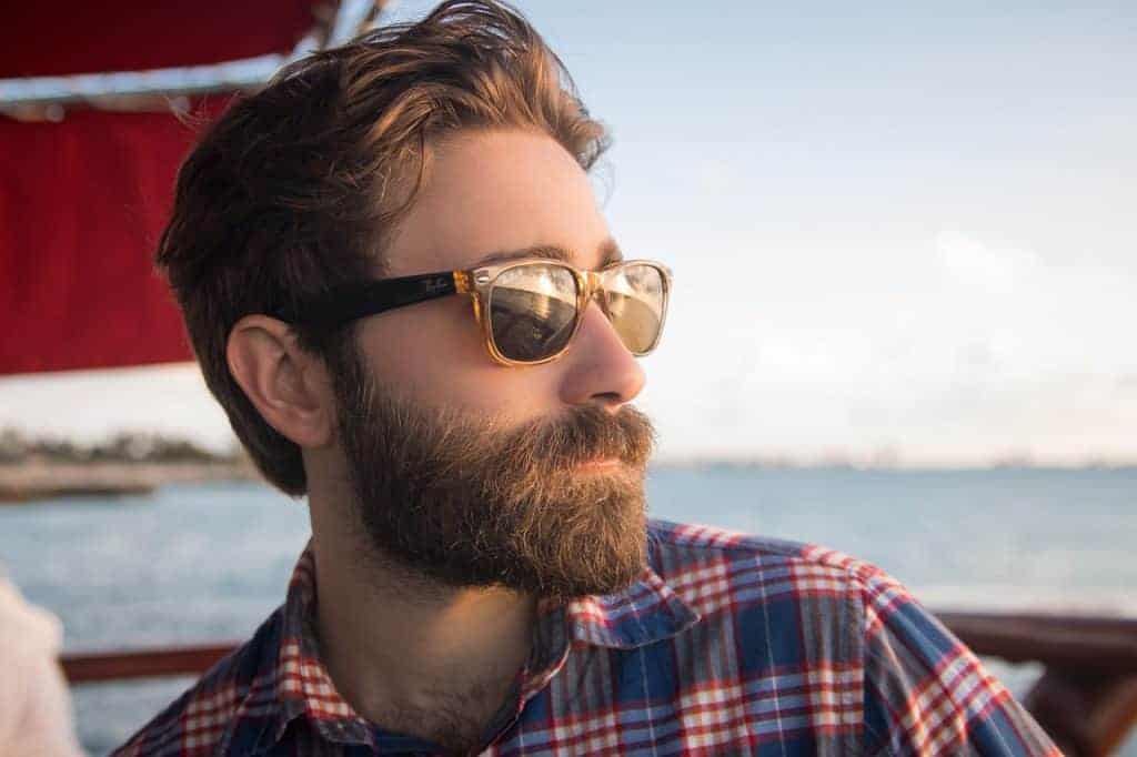 Man with beard at sea